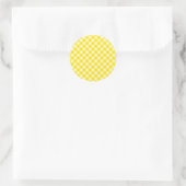 Lemon Yellow Gingham Pattern Runder Aufkleber (Tasche)