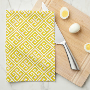 Lemon Yellow Greece Schlüsselmuster Handtuch