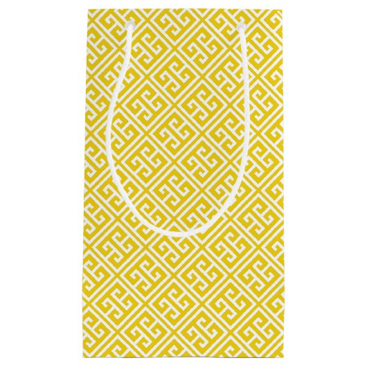 Lemon Yellow Greece Schlüsselmuster Kleine Geschenktüte (Vorderseite)