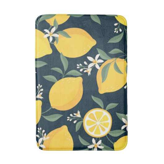 Lemon Yellow Leaf Pattern Badematte (Vorderseite Vertikal)