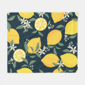 Lemon Yellow Leaf Pattern Fleecedecke (Vorderseite (Horizontal))