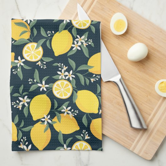 Lemon Yellow Leaf Pattern Geschirrtuch (Viertel Falte)