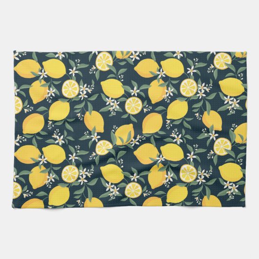 Lemon Yellow Leaf Pattern Geschirrtuch (Horizontal)