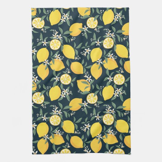 Lemon Yellow Leaf Pattern Geschirrtuch (Vertikal)