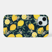Lemon Yellow Leaf Pattern iPhone 15 Hülle (Rückseite (Horizontal))