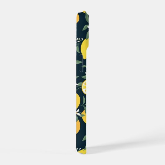 Lemon Yellow Leaf Pattern iPhone 15 Hülle (Rechte Seite)