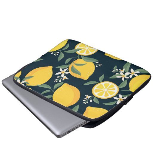 Lemon Yellow Leaf Pattern Laptopschutzhülle (Vorne Knopf)