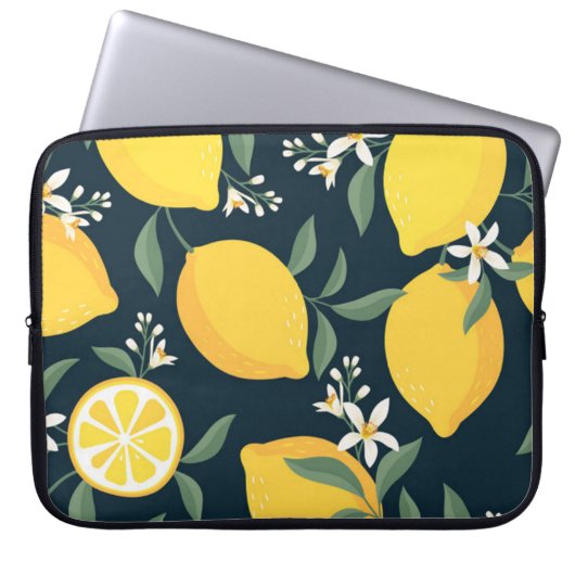 Lemon Yellow Leaf Pattern Laptopschutzhülle (Vorderseite)