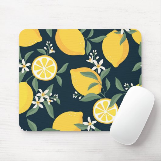 Lemon Yellow Leaf Pattern Mousepad (Mit Mouse)