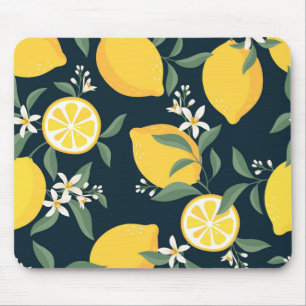 Lemon Yellow Leaf Pattern Mousepad