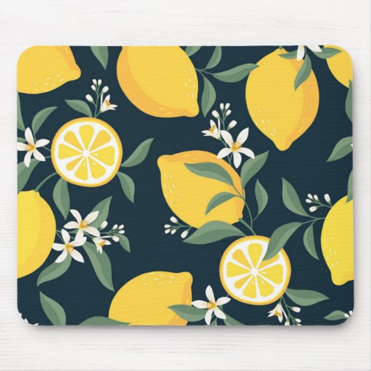 Lemon Yellow Leaf Pattern Mousepad (Vorne)