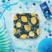 Lemon Yellow Leaf Pattern Pappteller (Party)