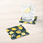 Lemon Yellow Leaf Pattern Rechteckiger Pappuntersetzer (Vor Ort)
