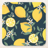 Lemon Yellow Leaf Pattern Rechteckiger Pappuntersetzer (Vorderseite)