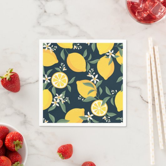Lemon Yellow Leaf Pattern Serviette (Beispiel)