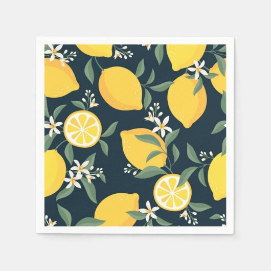 Lemon Yellow Leaf Pattern Serviette (Vorderseite)