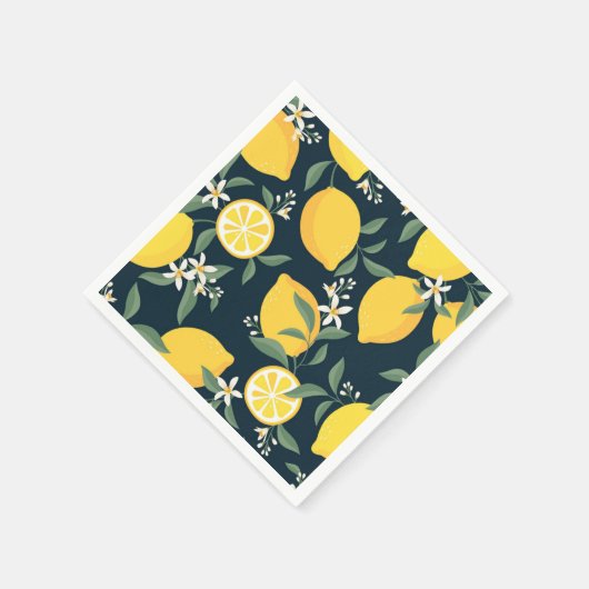 Lemon Yellow Leaf Pattern Serviette (Ecke)
