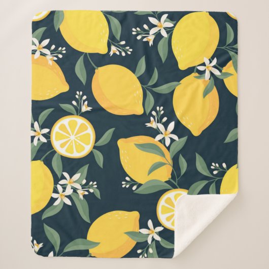 Lemon Yellow Leaf Pattern Sherpadecke (Vorderseite)