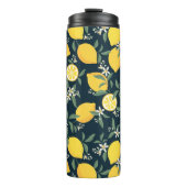 Lemon Yellow Leaf Pattern Thermosbecher (Vorderseite)