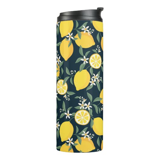 Lemon Yellow Leaf Pattern Thermosbecher (Nach links gedreht)