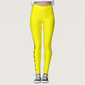 Lemon Yellow Leggings with Black Side Stripe (Vorderseite)