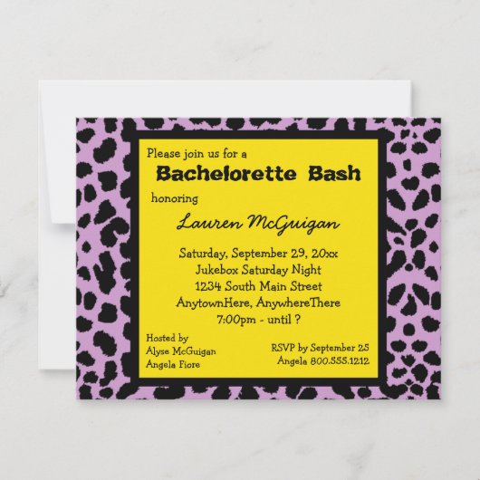 Lemon Yellow Leopard Print Party Einladung (Vorderseite)