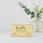Lemon Yellow mit Golden Brown HELLO Text Visitenkarte (Stehend Vorderseite)