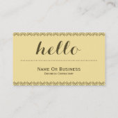 Lemon Yellow mit Golden Brown HELLO Text Visitenkarte (Rückseite)