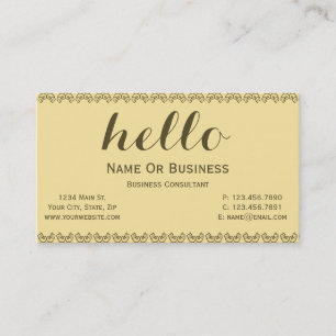 Lemon Yellow mit Golden Brown HELLO Text Visitenkarte
