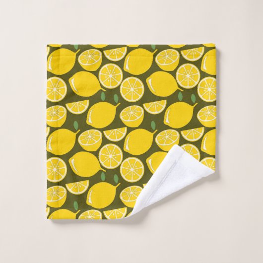 Lemon Yellow Modern Fun Niedlich Badhandtuch Set (Waschlappen)
