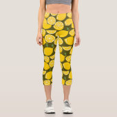Lemon Yellow Modern Fun Niedlich Capri Leggings (Vorderseite)
