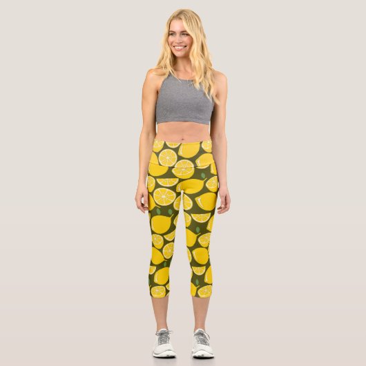 Lemon Yellow Modern Fun Niedlich Capri Leggings (Vorderseite)