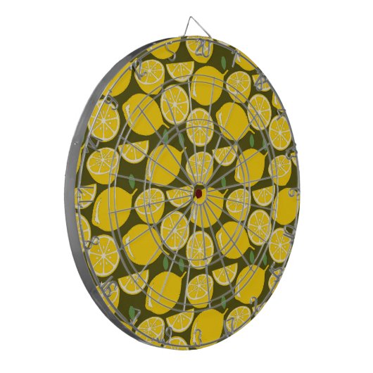 Lemon Yellow Modern Fun Niedlich Dartscheibe (Vorderseite Links)