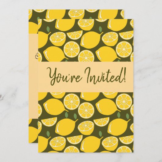 Lemon Yellow Modern Fun Niedlich Einladung (Vorne/Hinten)