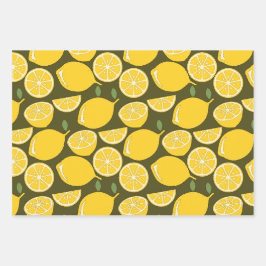 Lemon Yellow Modern Fun Niedlich Geschenkpapier Set (Vorderseite)