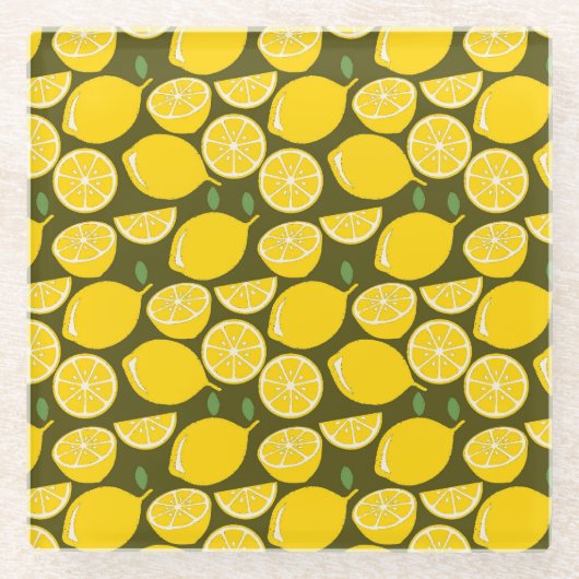 Lemon Yellow Modern Fun Niedlich Glasuntersetzer (Vorderseite)