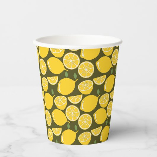 Lemon Yellow Modern Fun Niedlich Pappbecher (Vorderseite)