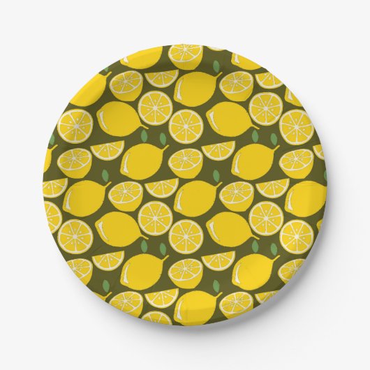 Lemon Yellow Modern Fun Niedlich Pappteller (Vorderseite)