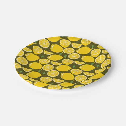 Lemon Yellow Modern Fun Niedlich Pappteller (Schrägansicht)