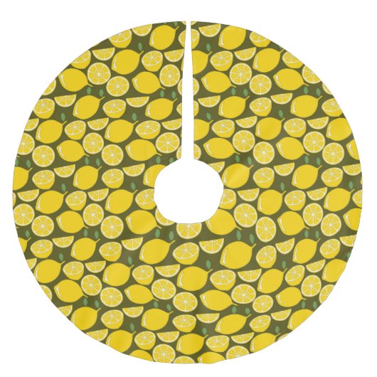 Lemon Yellow Modern Fun Niedlich Polyester Weihnachtsbaumdecke (Vorderseite)