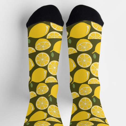 Lemon Yellow Modern Fun Niedlich Socken (Oben)