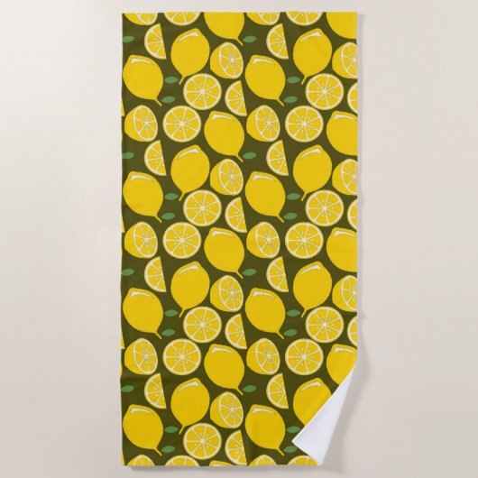 Lemon Yellow Modern Fun Niedlich Strandtuch (Vorderseite)