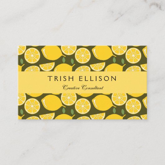 Lemon Yellow Modern Fun Niedlich Visitenkarte (Vorderseite)