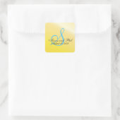 Lemon Yellow Monogram Wedding Quadratischer Aufkleber (Tasche)