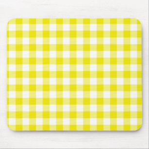 Lemon Yellow Mousepad, Karo Gingham Pattern Mousepad