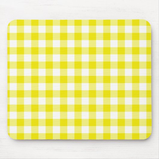 Lemon Yellow Mousepad, Karo Gingham Pattern Mousepad (Vorne)