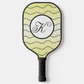 Lemon Yellow Name Initial Black Calligraphy Text Pickleball Schläger (Vorderseite)