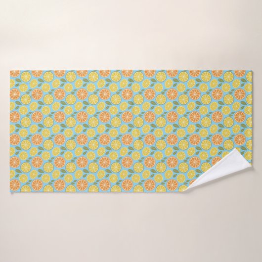 Lemon yellow orange Pattern blue name Badhandtuch Set (Badehandtuch)