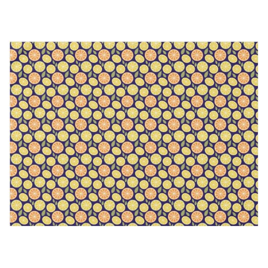 Lemon yellow orange  Pattern blue Tischdecke (Vorderseite (Horizontal))