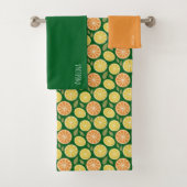 Lemon yellow orange Pattern green name Badhandtuch Set (Insitu)